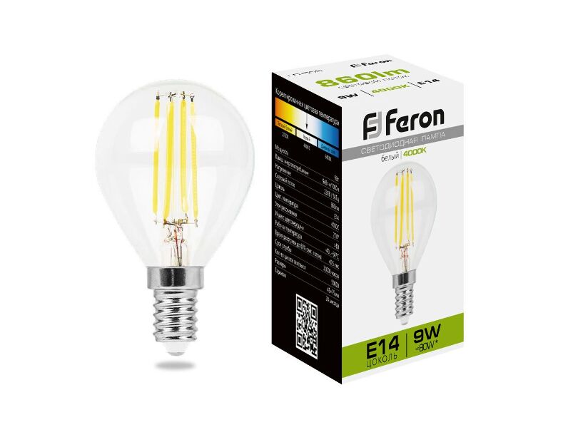 Лампа светодиодная Feron LB-509 Шарик E14 9W 4000K 38002