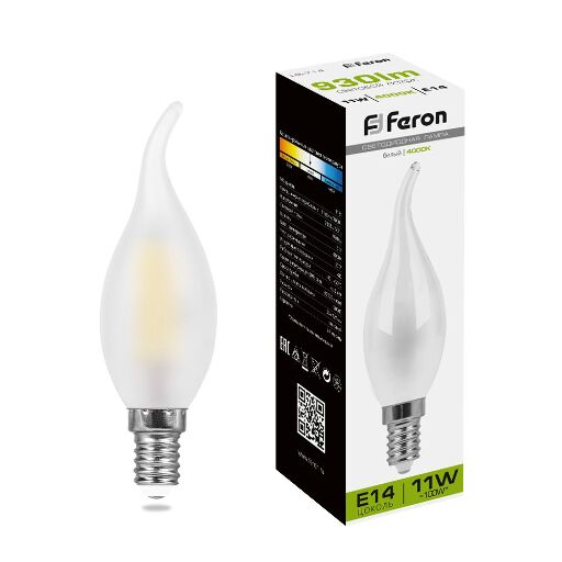 Лампа светодиодная Feron LB-714 Свеча на ветру E14 11W 4000K 38011