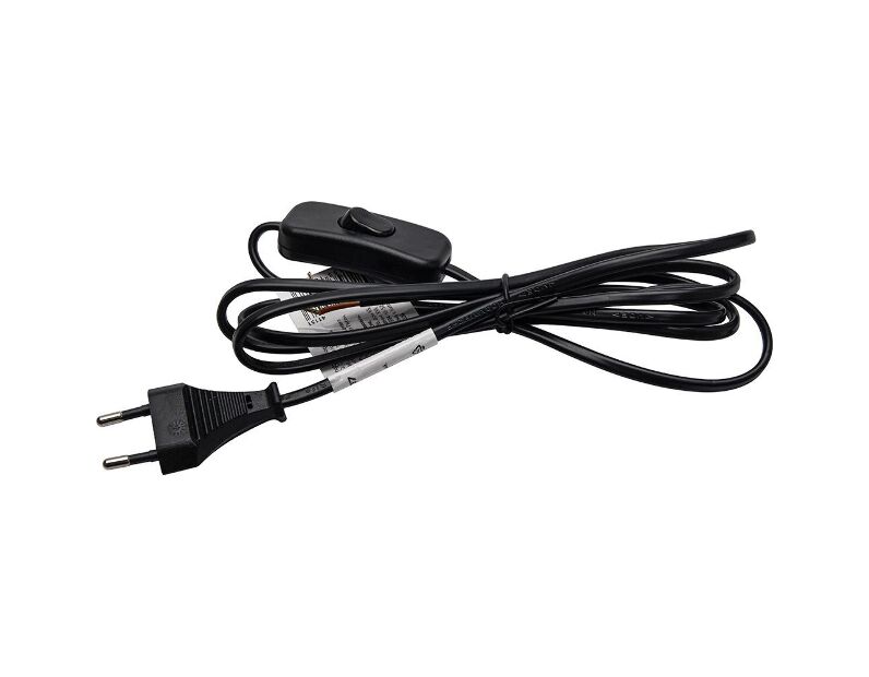 Сетевой шнур (с выключателем) черный, 2м, DM107 41151