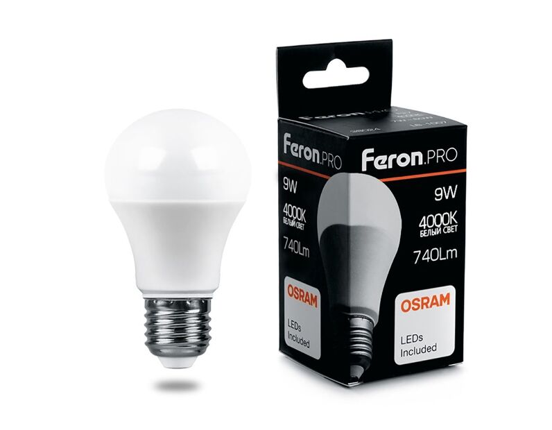 Лампа светодиодная Feron.PRO LB-1009 Шар E27 9W 4000K OSRAM LED 38027