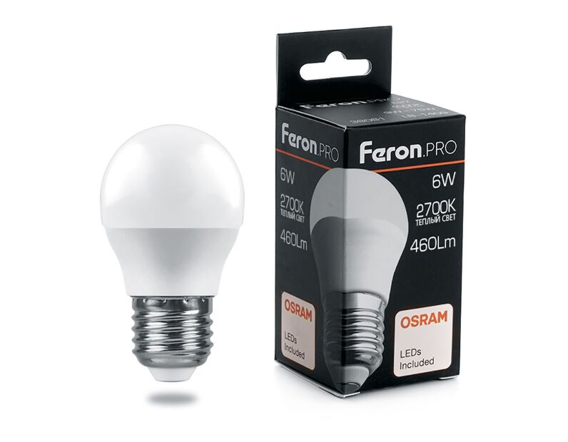 Лампа светодиодная Feron.PRO LB-1406 Шарик E27 6W 2700K OSRAM LED 38068