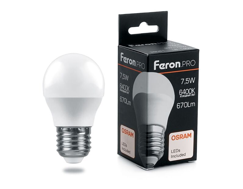 Лампа светодиодная Feron.PRO LB-1407 Шарик E27 7.5W 6400K OSRAM LED 38076