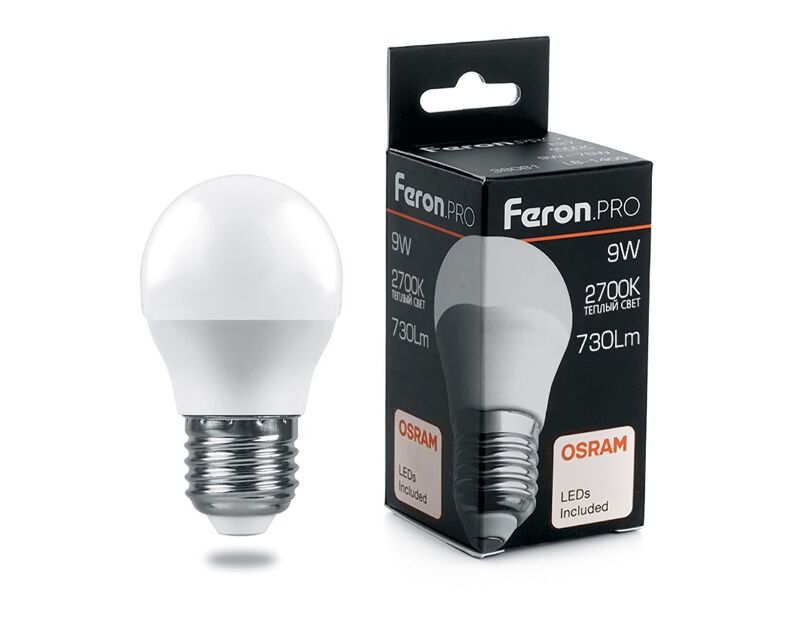 Лампа светодиодная Feron.PRO LB-1409 Шарик E27 9W 2700K OSRAM LED 38080