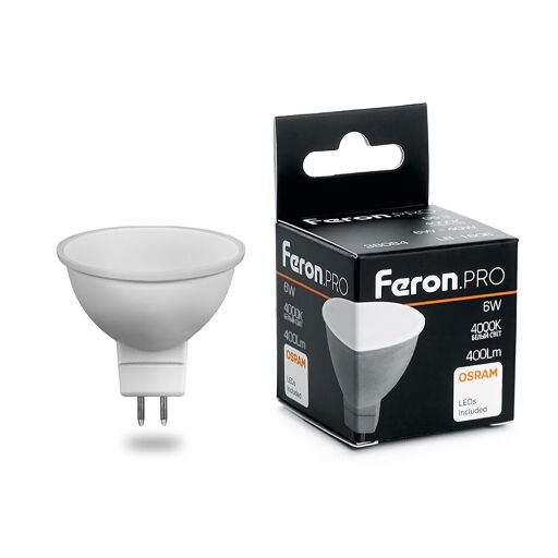 Лампа светодиодная Feron.PRO LB-1606 MR16 G5.3 6W 4000K OSRAM LED 38084