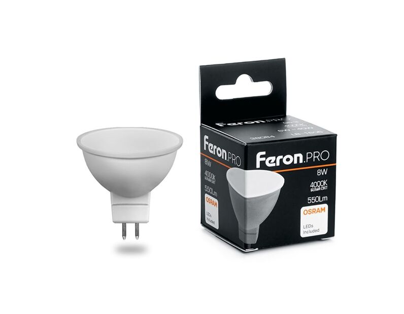 Лампа светодиодная Feron.PRO LB-1608 MR16 G5.3 8W 4000K OSRAM LED 38090