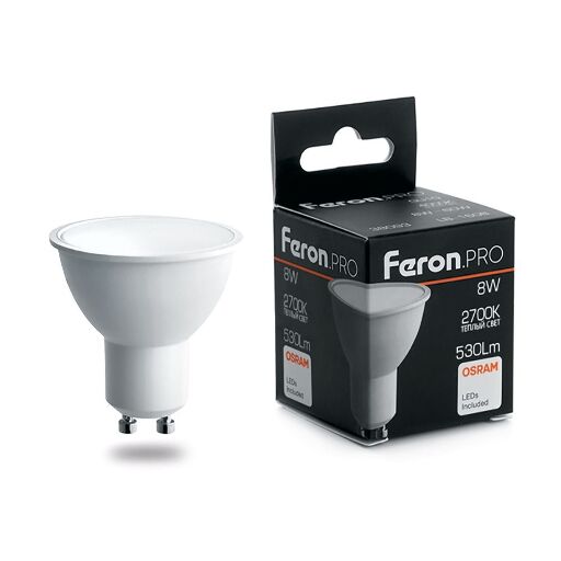 Лампа светодиодная Feron.PRO LB-1608 GU10 8W 2700K OSRAM LED 38092