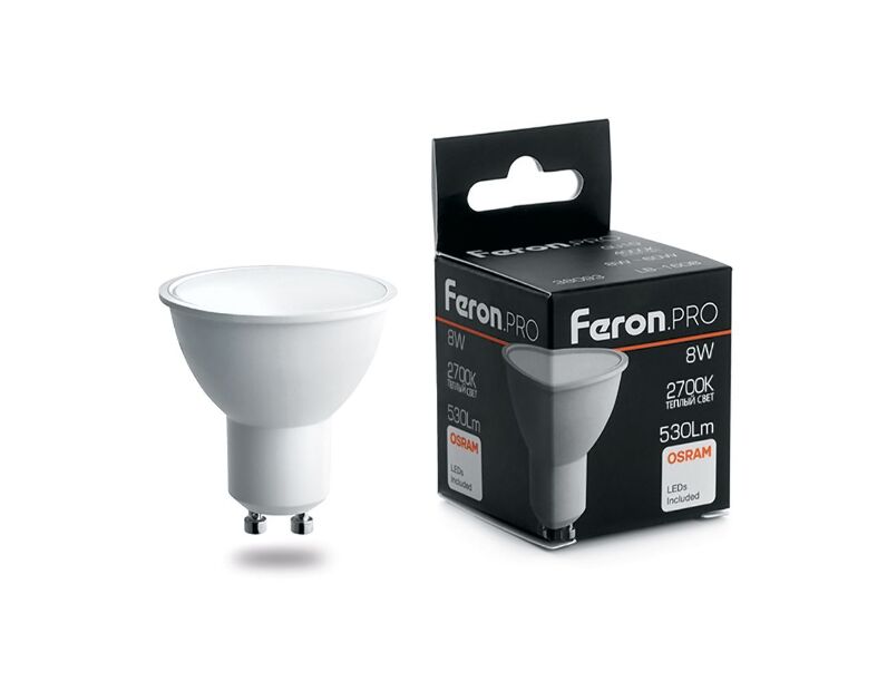 Лампа светодиодная Feron.PRO LB-1608 GU10 8W 2700K OSRAM LED 38092