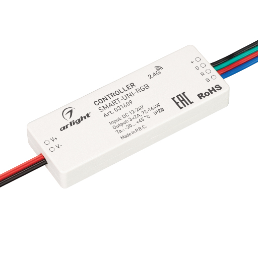 Контроллер Arlight SMART-UNI-RGB (12-24V, 3x2A, 2.4G) IP20 Пластик 031609