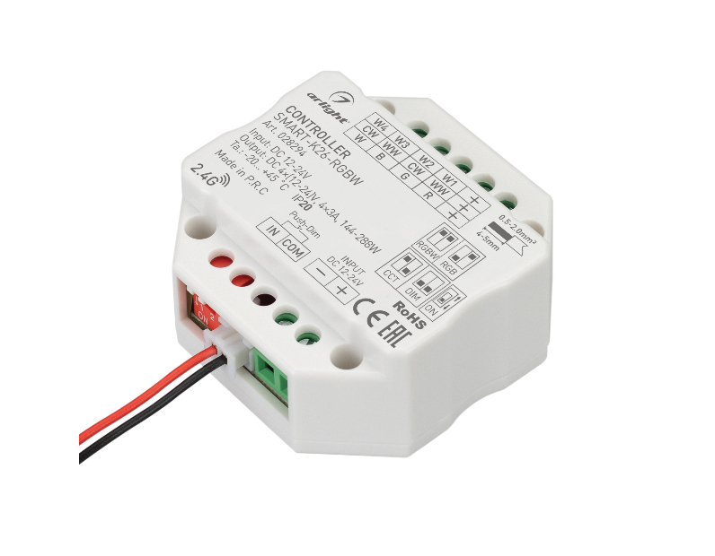 Контроллер Arlight SMART-K26-RGBW (12-24V, 4x3A, 2.4G) IP20 Пластик 028294