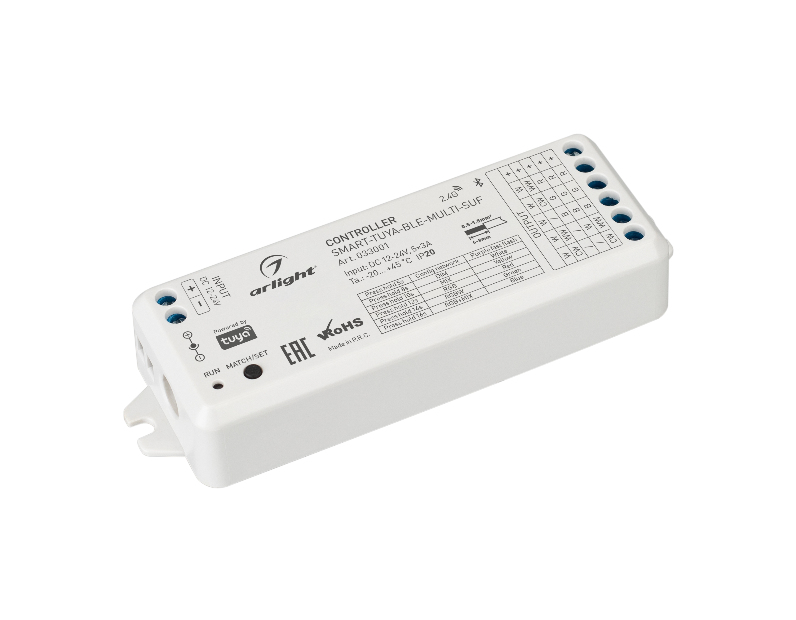 Контроллер Arlight SMART-TUYA-BLE-MULTI-SUF (12-24V, 5x3A, RGB-MIX, 2.4G) IP20 Пластик 033001