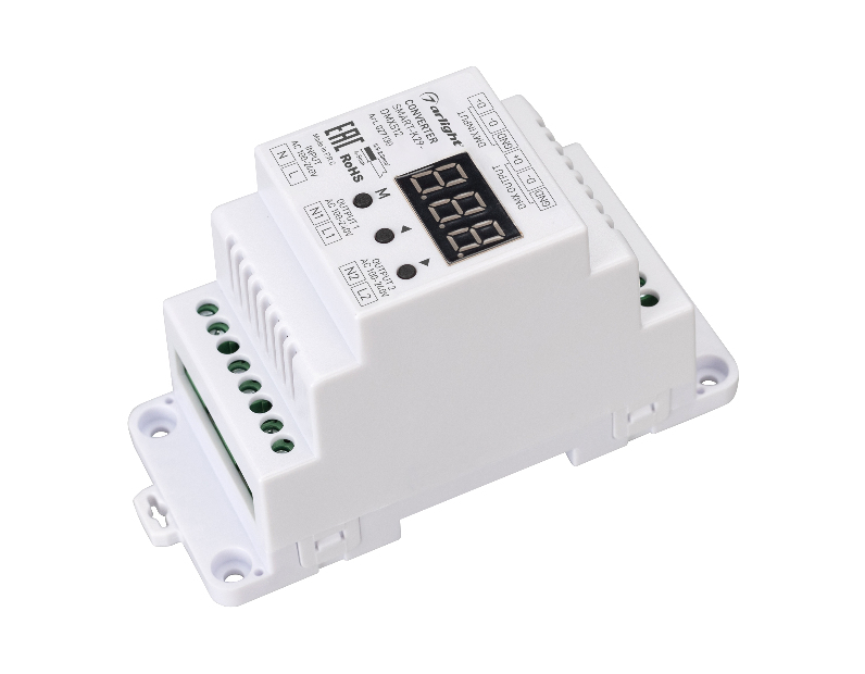 Конвертер Arlight SMART-K29-DMX512 (230V, 2x1.2A, TRIAC, DIN) Пластик 027130