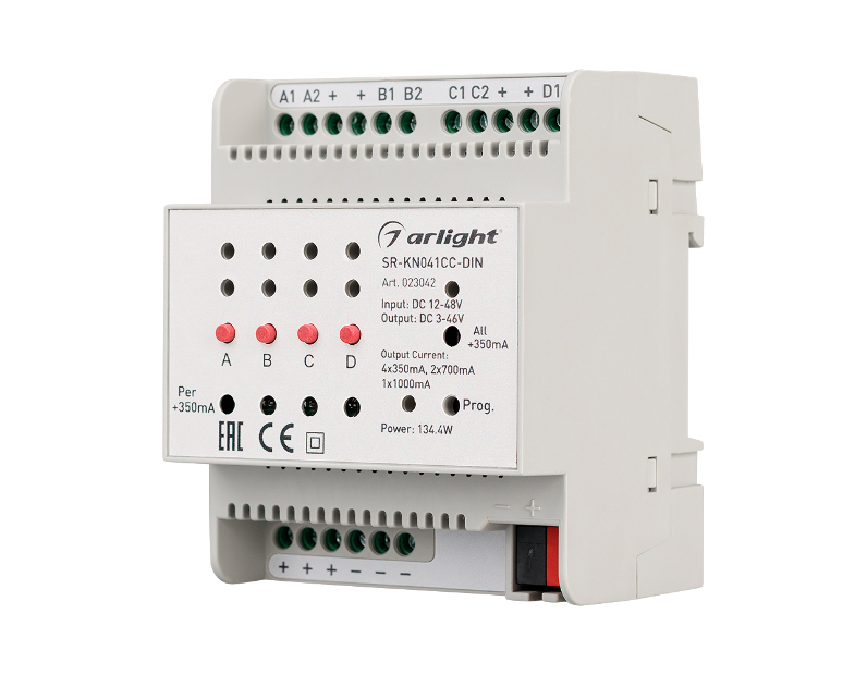 Контроллер тока Arlight SR-KN041CC-DIN (12-48V, 4x350/700mA) 023042