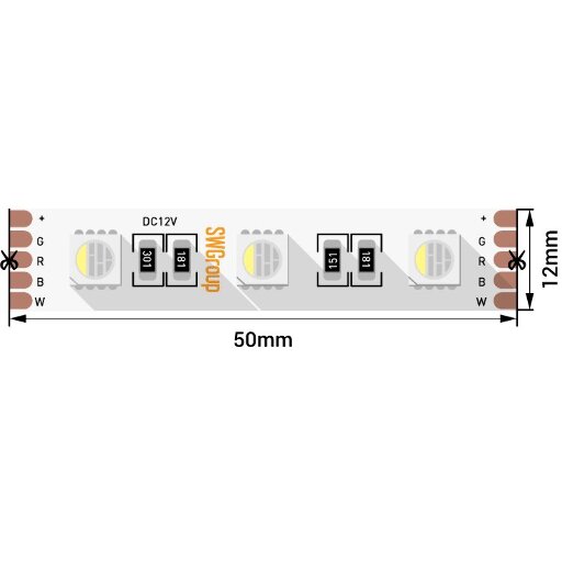 Лента светодиодная SWG  60LED 19,2W/м IP20 RGBW SWG560-12-19.2-RGB+W