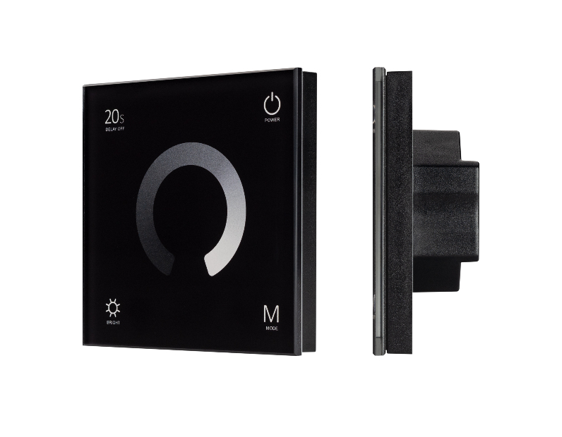 Панель Arlight SMART-P4-DIM-G-IN Black (12-24V, 4x3A, Sens, 2.4G) IP20 Пластик 034778