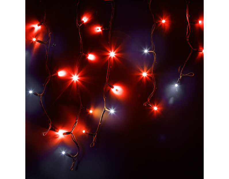 Гирлянда АЙСИКЛ (бахрома) Neon-Night 4,0 х 0,6 м, черный КАУЧУК, "Flashing", IP67, 128 LED КРАСНЫЕ 255-232