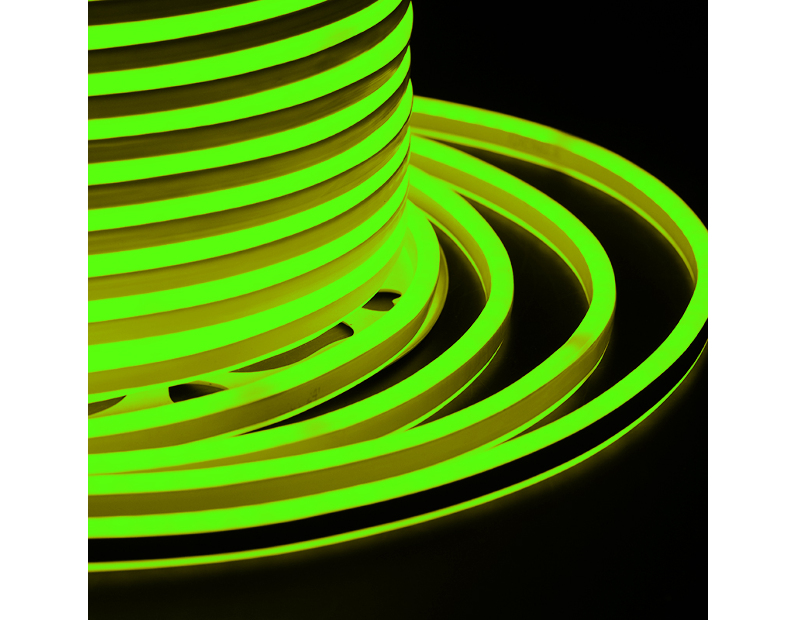 Гибкий Неон SMD, компактный (7х12мм), двухсторонний, зелёный, супер яркий (120 LED/м) , в комплекте к бухте идет 1 шнур питания Neon-Night 131-064