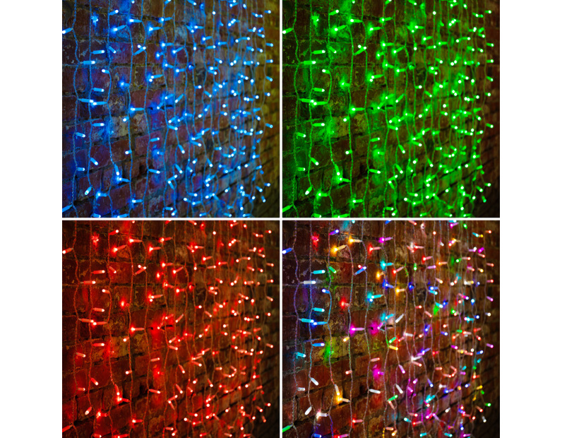 Гирлянда ДОЖДЬ (занавес) Neon-Night 2х3м, прозрачный ПВХ, 600 LED RGB 245-319