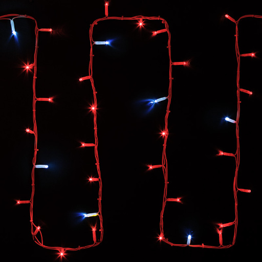 Гирлянда модульная "Дюраплей LED" flashing Neon-Night 20м белый КАУЧУК, 200 LED Красные 315-182