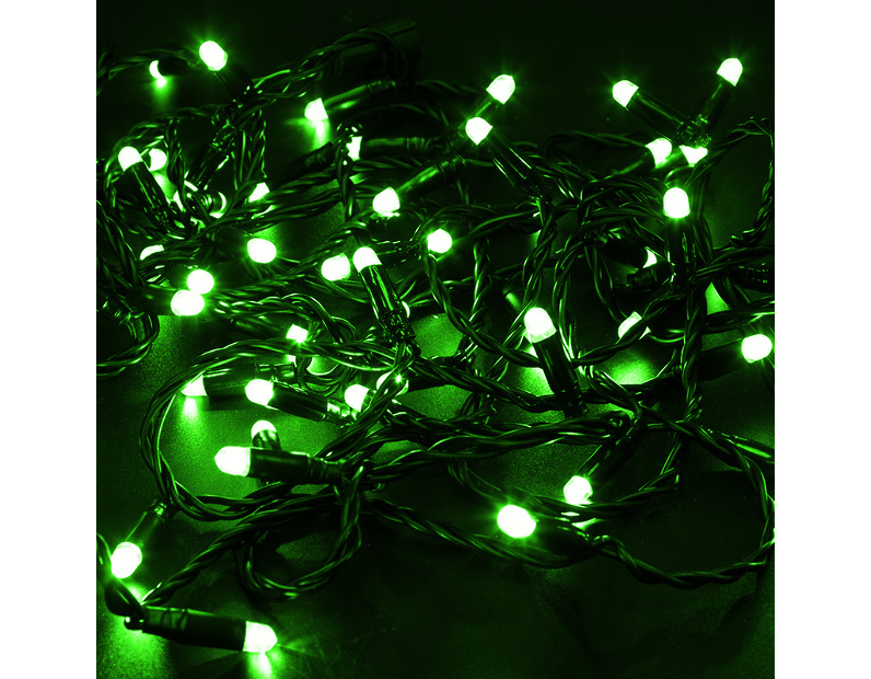 Гирлянда НИТЬ Neon-Night 10 м, черный ПВХ, 100 LED Зеленые, соединяется, 24В 305-144