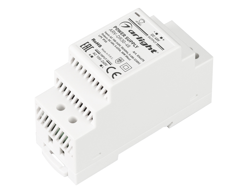 Блок питания ARV-DR30-48 (48V, 0.6A, 30W) (Arlight, IP20 DIN-рейка) 034675