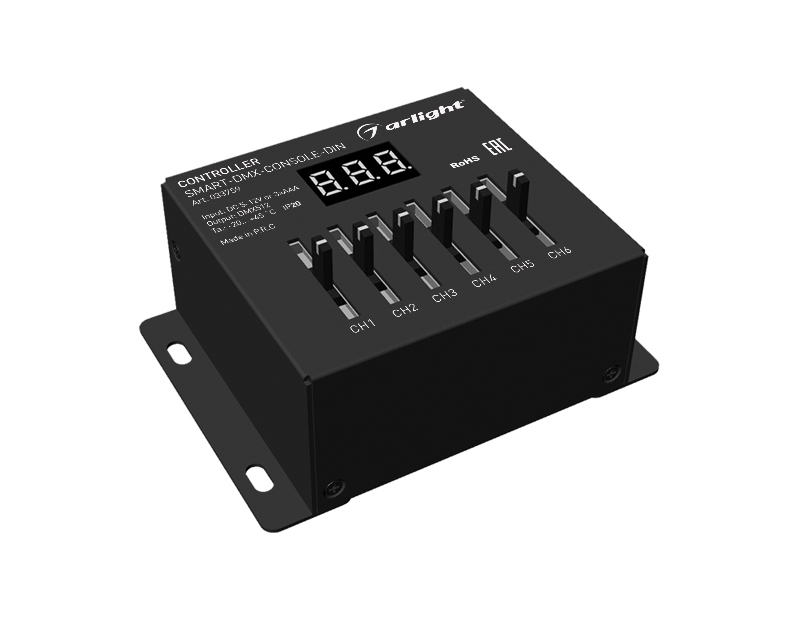 Контроллер SMART-DMX-CONSOLE-DIN (5-12V, 6CH, XLR3) (Arlight, IP20 Металл, 5 лет) 033759