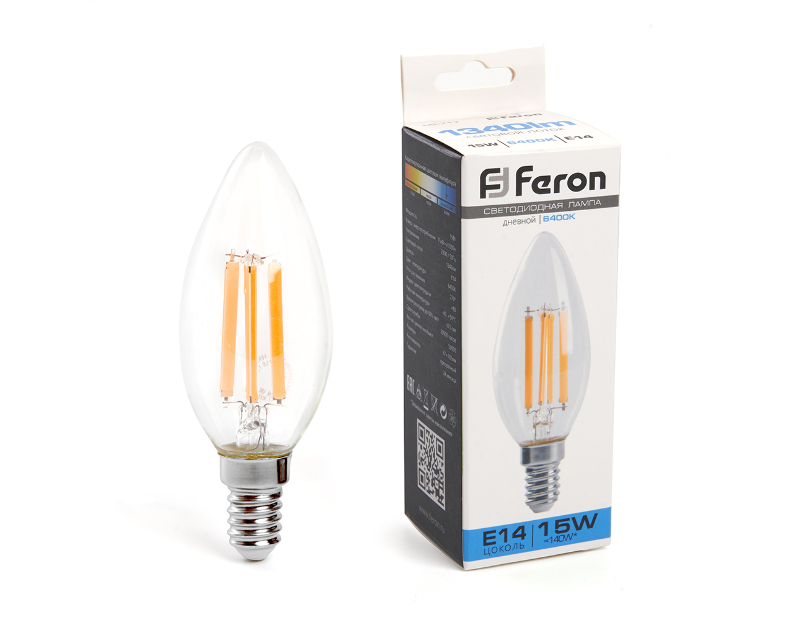 Лампа светодиодная Feron LB-717 Свеча E14 15W 6400K 38259