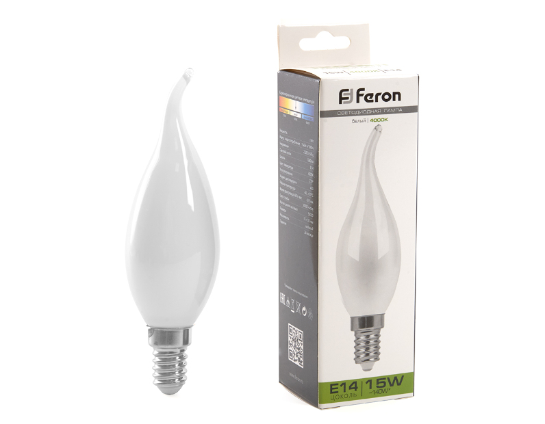 Лампа светодиодная Feron LB-718 Свеча на ветру E14 15W 4000K 38262
