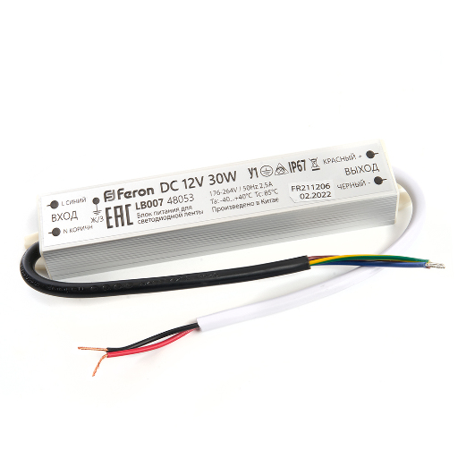 Трансформатор электронный для светодиодной ленты 30W 12V IP67 (драйвер), LB007 FERON 48053