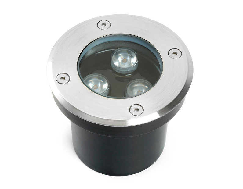 Светодиодный светильник тротуарный (грунтовый) Feron SP2801, 3W, AC12-24, низковольтный, 3000К, черный, D100*H80mm, вн.диаметр:70m 48452