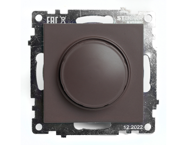 Выключатель диммирующий TRIAC(механизм), STEKKER GLS10-7106-04, 250V, 500W, серия Катрин, шоколад 49017