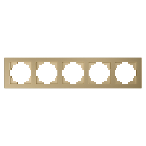 Рамка 5-местная, стекло, STEKKER, GFR00-7005-08, серия Катрин, золото 49040