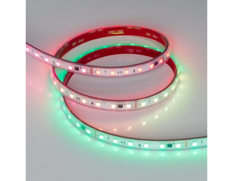 Лента герметичная DMX-PFS-B60-12mm 24V RGB-PX6 (14 W/m, IP68, 5060, 5m) (Arlight, бегущий огонь) 039608