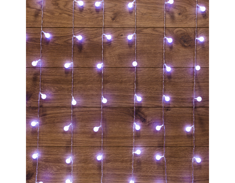 Гирлянда Светодиодный Дождь 1,5х1,5 м, с насадками шарики, свечение с динамикой, прозрачный провод, 230 В, диоды Белый 235-045