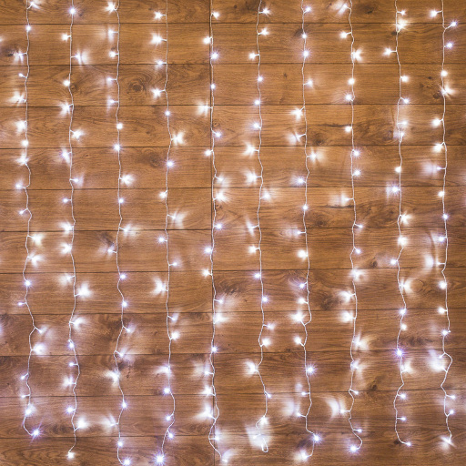 Гирлянда Светодиодный дождь 2х3 м, свечение с динамикой, прозрачный провод, 230 В, цвет белый 235-065