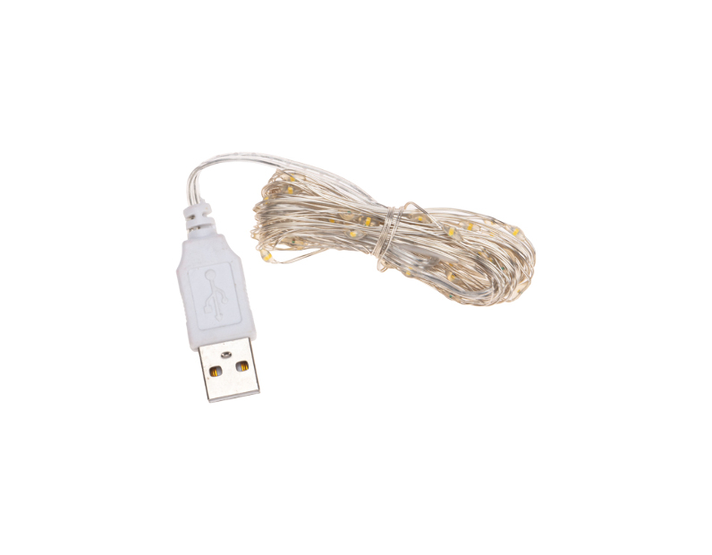 Гирлянда Роса 5 м, 50 LED, USB, белое свечение NEON-NIGHT 315-965