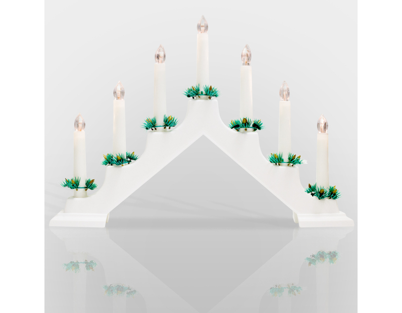 Новогодняя горка 7 свечек, цвет корпуса: Белый, цвет свечения: ТЕПЛЫЙ БЕЛЫЙ 501-081
