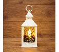Декоративный фонарь со свечкой, белый корпус, размер 10,5х10,5х24 см, цвет ТЕПЛЫЙ БЕЛЫЙ 513-042