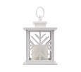 Декоративный фонарь со свечкой, белый корпус со снежинкой, размер 12х12х18 см, цвет теплый белый 513-043