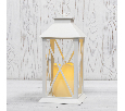 Декоративный фонарь со свечой 14x14x29 см, белый корпус, теплый белый цвет свечения NEON-NIGHT 513-046