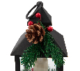 Декоративный фонарь со свечкой и шишкой, черный корпус, размер 10,7x10,7x23,5 см, цвет теплый белый 513-047