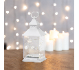 Декоративный фонарь с росой, белый корпус, размер 10,7х10,7х23,5 см, цвет теплый белый 513-050