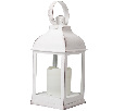 Декоративный фонарь со свечкой, белый корпус, размер 10,5х10,5х22,35 см, цвет ТЕПЛЫЙ БЕЛЫЙ 513-054