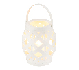 Декоративный фонарь со свечкой, плетеный корпус, белый, размер 14х14х16,5 см, цвет теплый белый 513-057