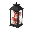 Декоративный фонарь с шариками, черный корпус, размер 14х14х27 см, цвет теплый белый 513-063