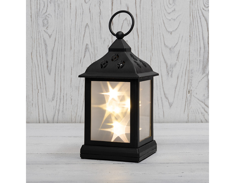 Декоративный фонарь 11х11х22,5 см, черный корпус, теплый белый цвет свечения с эффектом мерцания NEON-NIGHT 513-065