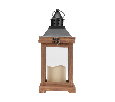 Декоративный фонарь со свечкой, корпус из дерева, размер 14х14х35cм, цвет теплый белый 513-075