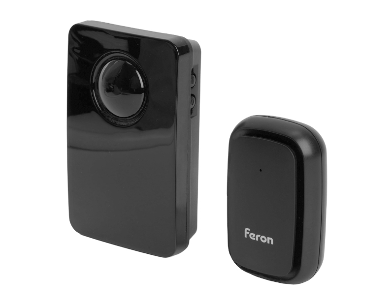 Звонок дверной беспроводной Feron E-381 Электрический 38 мелодий черный с питанием от батареек 48921