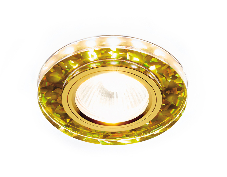 Встраиваемый точечный светильник MR16 со светодиодной подсветкой Ambrella Light S225 WH/G/WH