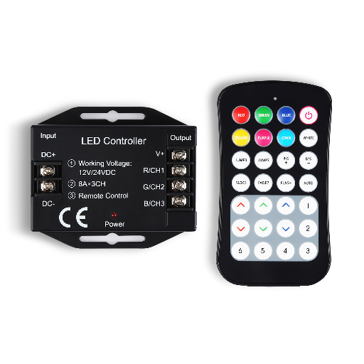 Контроллер для светодиодных лент RGB с радио пультом 2.4G 24A 12V 288W/ 24V 576W GS11351 Ambrella Light GS11351