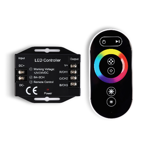 Контроллер для светодиодных лент RGB с сенсорным радио пультом 2.4G 24A 12V 288W/ 24V 576W GS11401 Ambrella Light GS11401
